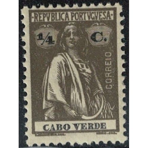 Cap Vert 1914 Déesse Cérès Olive Brun 1/4 Centavo Y&T Cv 144 Rp377