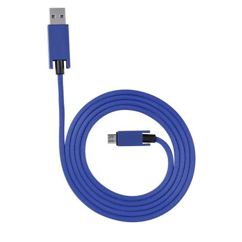 Câble USB 1,2 m haute vitesse tressé long cordon pour micro téléphone bleu