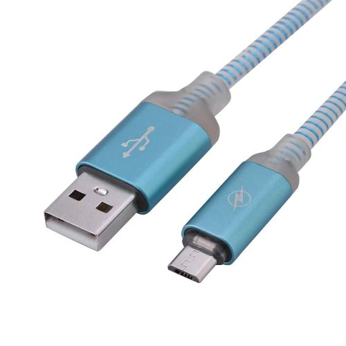 1m 3ft Micro Usb Charge Chargeur Glow Light Câble De Données Ligne De Cordon Pour Téléphone Android Bleu