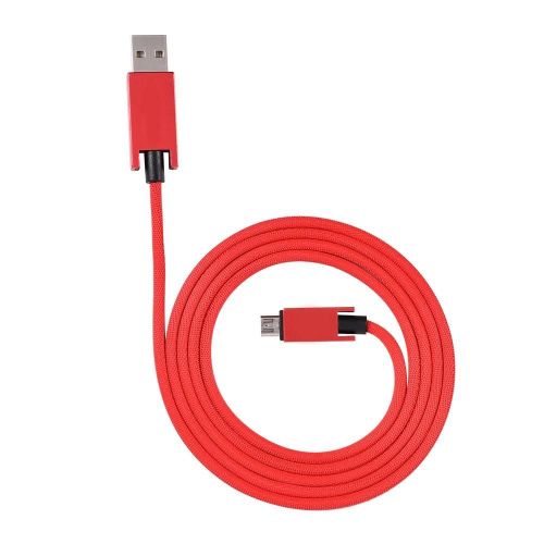 Câble USB 1,2 m haute vitesse tressé long cordon pour micro téléphone rouge