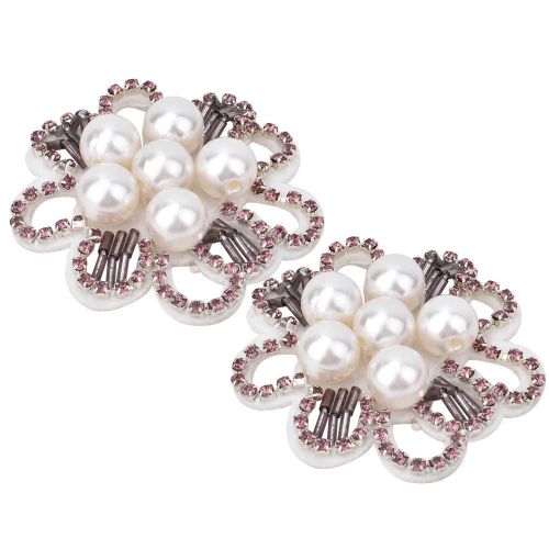 2pcs Cristal Coudre Sur Patch Strass Perlé Applique Vêtement Sac Chaussures Accessoires Décorationfleur Perle Fuchsia