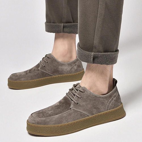 Chaussures En Cuir Rétro De Mode Pour Hommes Homme Simple All-Match Low-Top Lace-Up Casual Shoes Camel,44