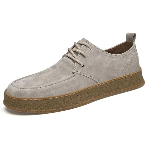 Chaussures En Cuir Rétro De Mode Pour Hommes Homme Simple All-Match Low-Top Lace-Up Chaussures Décontractées Couleur Sable,39