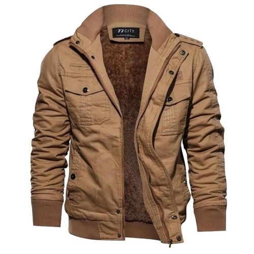 Épaissir Veste Homme Armée Fan Coton Grande Taille Homme Mode Printemps Automne Haut Kaki ,M,Épaisseur