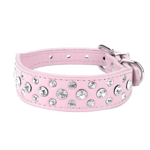 Animaux De Compagnie Réglables Chiens Chiot Paillettes Strass Collier Bling Decor Rose L