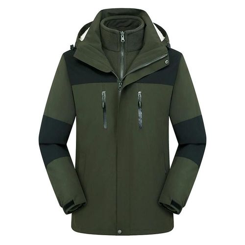 Veste D'hiver Manteau À Capuche Avec Polaire Amovible Intérieure Et Capuche Imperméable Chaud Coupe-Vent Pour Hommes Femmes Pêche Randonnée Army Green,M,Male