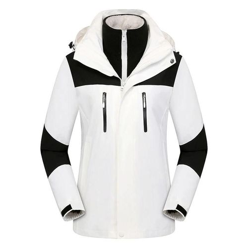 Veste D'hiver Manteau À Capuche Avec Polaire Amovible Intérieure Et Capuche Imperméable Chaud Coupe-Vent Pour Hommes Femmes Pêche Randonnée Blanc,L,Femelle