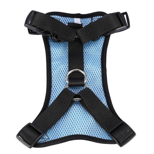 Respirant Réglable En Nylon Chien Animal De Compagnie Ceinture De Sécurité Voiture Harnais Chiot Sangle De Marche Gilet M (Bleu)