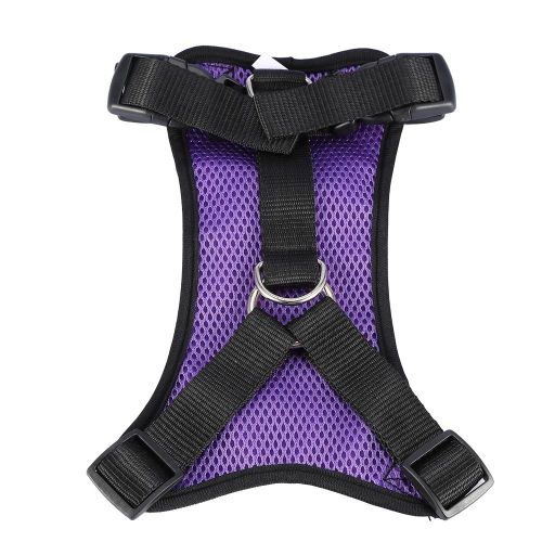 Respirant Réglable En Nylon Chien Animal De Compagnie Ceinture De Sécurité Voiture Harnais Chiot Sangle De Marche Gilet M (Violet)