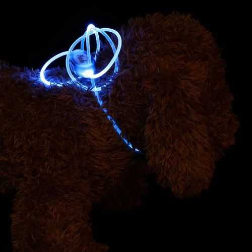 Collier De Chien De Lumière Led Réglable Chiot Animal De Compagnie Cool Glow Lumineuse Nuit Sécurité Sangle De Cou (Bleu)
