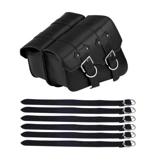 Pu Cuir Moto Moto Avant Arrière Fourche Sac À Outils Bagages Sacoche (Noir)