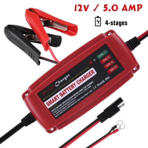 12v 5a Chargeur De Batterie Automatique Intelligent Mainteneur Pour Voiture Moto Camion Rv Agm Gel Humide