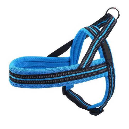 Nouveau Réglable En Nylon Réfléchissant Pour Animaux De Compagnie Chien Harnais Gilet De Marche Pour Chiot (Bleu M)