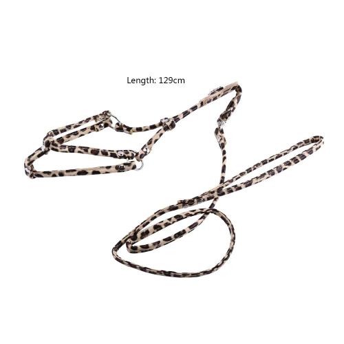Step-In Pet Dog Chiot Pu Cuir Laisse Plomb Corde Harnais Set Strass Os (Léopard D'or S)