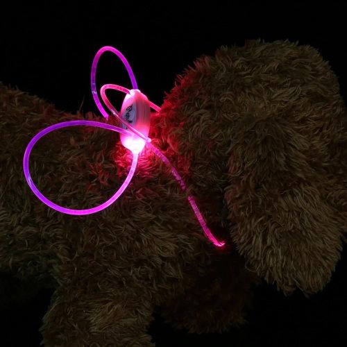 Élégant Led Light Collier De Chien Chiot Réglable Lumineux Étanche Durable Sangle De Cou (Rose)