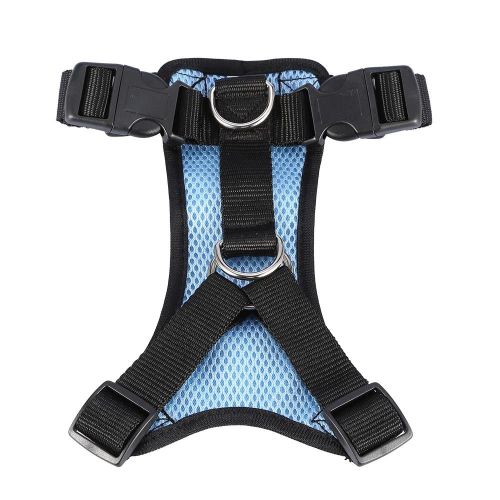 Doux Respirant Réglable En Nylon Chien Animal De Compagnie Ceinture De Voiture Harnais Chiot Gilet De Marche S (Bleu)