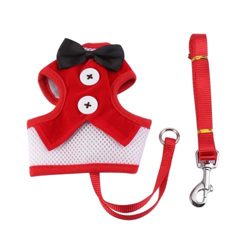 Nouveau Harnais Respirant Pour Chien Pour Animaux De Compagnie Ensemble Chiot Marche Teddy Gilet Avec Laisse En Laisse (Rouge L)