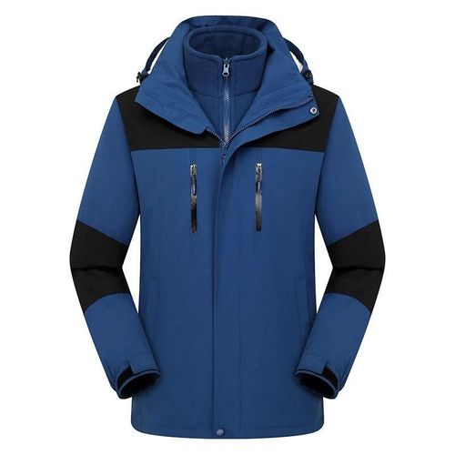 Veste D'hiver Manteau À Capuche Avec Polaire Amovible Intérieure Et Capuche Imperméable Chaud Coupe-Vent Pour Hommes Femmes Pêche Randonnée Bleu Marine,2xl,Mâle