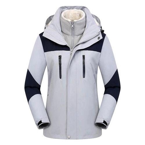 Veste D'hiver Manteau À Capuche Avec Polaire Amovible Intérieur Et Capuche Coupe-Vent Chaud Imperméable Pour Hommes Femmes Pêche Randonnée Gris,M,Mâle