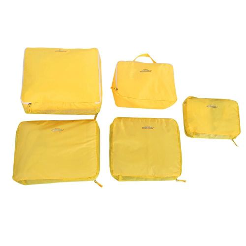 HDWISS 5Pcs Voyage Bagages Valise Sac De Rangement Vêtements Sous-Vêtements Emballage Organisateur Jaune