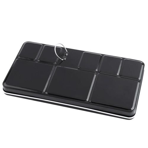 1pc Solide Aquarelle Vide Cas Pour 48 Demi-Casseroles Couleurs Artiste Dessin Peinture Fer Boîte Noire