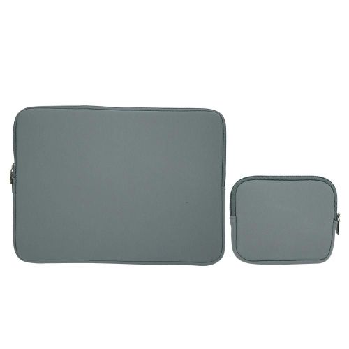 Couleur unie Ordinateur portable Pochette Ordinateur portable Sac à main Étui de transport Sac d'alimentation zippéGris 15,6 pouces