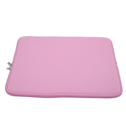 Couleur unie Ordinateur portable Pochette Ordinateur portable Sac à main Étui de transport Sac d'alimentation zippéRose 15,6 pouces