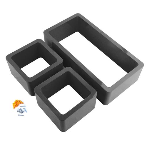 3pcs Étagères De Rangement Murales En Bois Livres Vase Rack Holder Noir