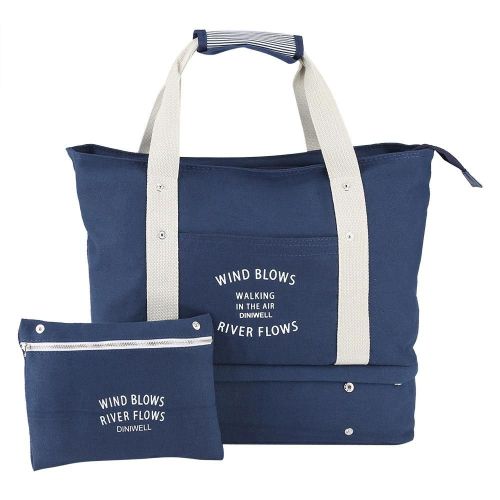 DINIWELL Canvas Femmes Voyage Sac De Rangement Grande Capacité Portable Mode Bagages Sac À Main Bleu