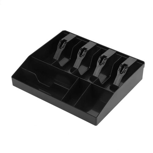 Huit Grilles Tiroir-Caisse Caisse Enregistreuse Insérer Coin Tray Caissier Rangement Coffre-Fort (Noir)