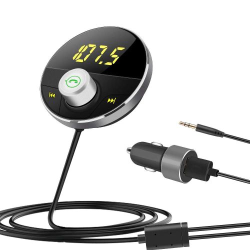 Kit De Voiture Mains Libres Sans Fil Bt Aux Lecteur Mp3 Émetteur Fm Avec Double Chargeur De Voiture Usb Gris