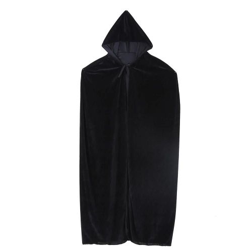 Long Capuche Cape Cape Costume Pour Cosplay Noël Halloween (Noir 130cm)