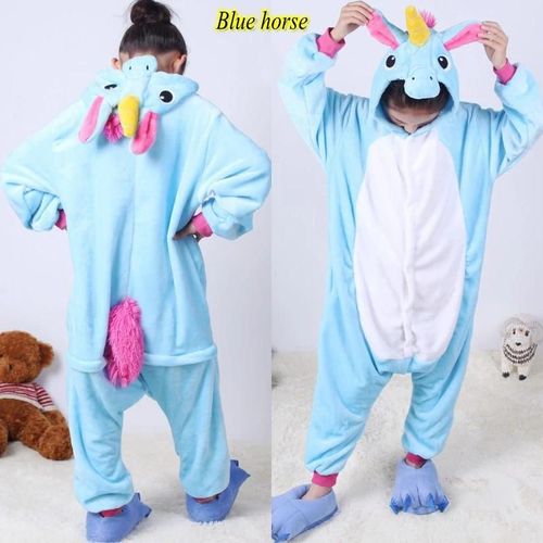 Pyjama En Flanelle Pour Enfants - Costume À Capuche D'animal De Dessin Animé Pour Les Fêtes D'hiver,Cheval De Ciel Bleu 100,Cheval De Ciel Bleu