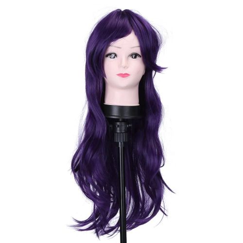80cm Nouvelle Mode Femmes Filles Costume Cosplay Fêtes Long Bouclé Perruque (Violet Foncé)