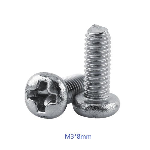 Accessoire de vis à tête cylindrique cruciforme M3 en acier inoxydable SS304 (M3 * 8)