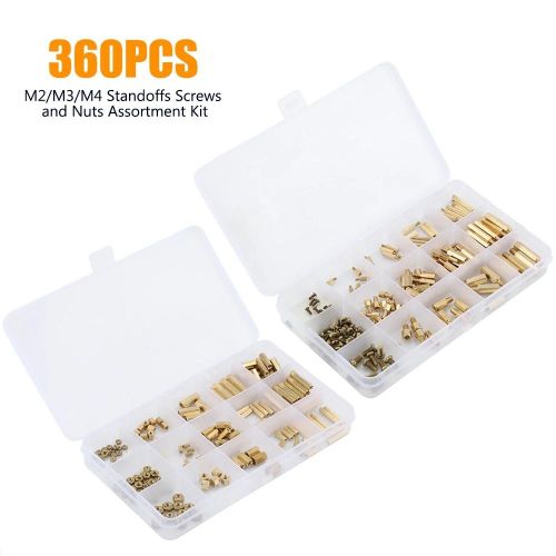 360pcs M2/M3/M4 Entretoises En Laiton Pilier Fileté Vis Et Écrous En Acier Inoxydable Kit D'assortiment De Choix De Vis Et D'écrous