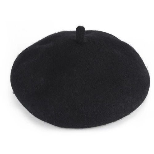 À La Mode Femmes Fille Laine Béret Automne Hiver Chapeau Chaud Casque(Noir)
