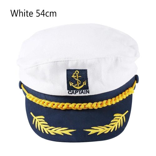 Coton Naturel Classique Casquettes Militaires Adultes Enfants Uniforme Costume Marine Officier Chapeau Blanc 54cm