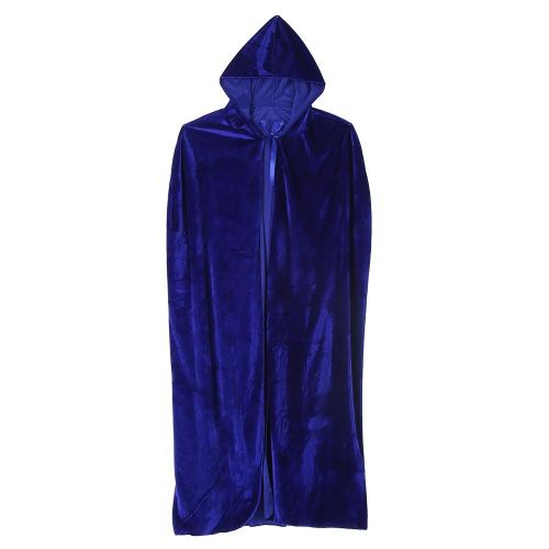 Long Capuche Cape Cloak Costume Pour Cosplay Noël Halloween (Bleu 150cm)