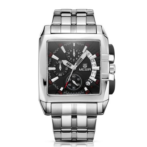 30m Montre Analogique À Quartz Étanche Bracelet En Acier Inoxydable Boîtier En Alliage Montre-Bracelet Cadran Noir
