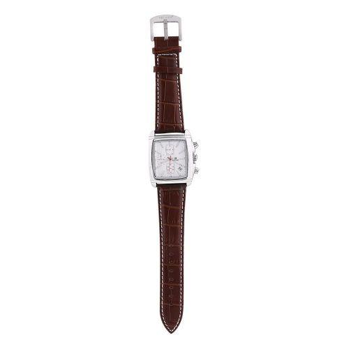 Mâle Analogique Quartz Rectangle Cuir Date Chronographe Lumineux Montre-Bracelet (Bracelet Marron
