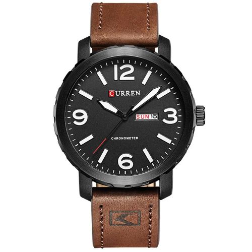 Montre D'affaires En Alliage Cadran Rond Analogique Heure Date Affichage Montre-Bracelet À Quartz Noir Et Jaune