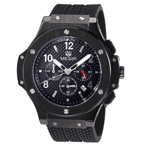 Bracelet En Silicone À Quartz Analogique Mâle Date Sport Watch Montre-Bracelet (Boîtier De Cadran À Bracelet Noir)
