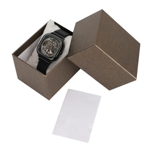 Forsining Bracelet En Acier Inoxydable Étanche Creux Automatique Mécanique Montre Hommenoir
