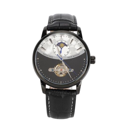 Multifonctionnel Hommes En Cuir Montre Mécanique Automatique À La Mode Squelette Montre-Bracelet