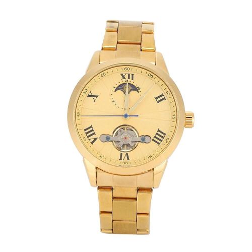 Mode Automatique Hommes Cadran Rond Hollow Montre-Bracelet Mécanique Casual Montre