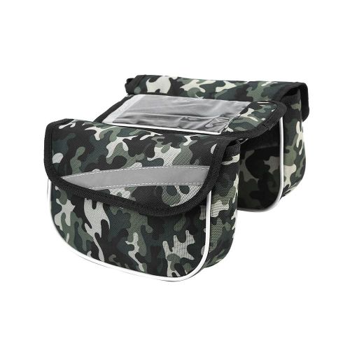 Sacoche De Cadre De Vélo Pochette De Cyclisme À Dégagement Rapide Sacoche De Tube Avant (Vert Camouflage)