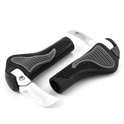 2pcs Vélo De Montagne Vélo Guidon Confortable Poignées En Caoutchouc Extrémité De Barre (Blanc)