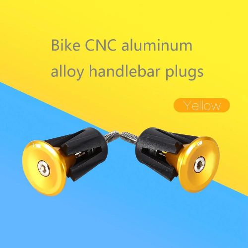 1 Paire De Vélo Vélo Aluminium Guidon Poignées Capuchon Bouchon Poignée Barre Capuchons Bouchons D'extrémité Jaune