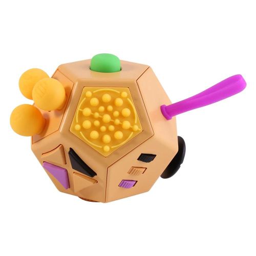 1Pc 12-Side Fidget Magic Cube Anti-Stress Anxiété Relief EDC Jouet à main pour enfants adultes (Orange)